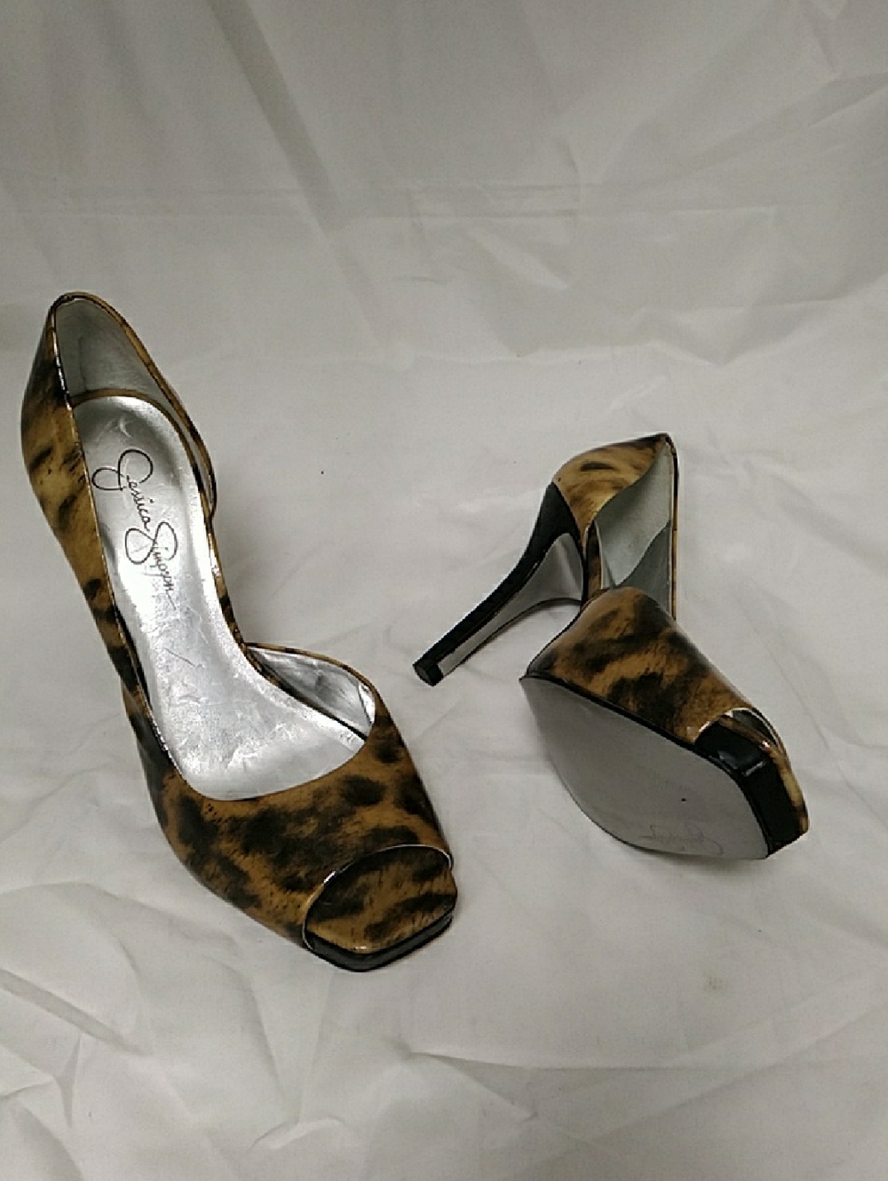 Jessica Simpson Leopard Patent D'orsay Platform Pumps Size 8.5B
